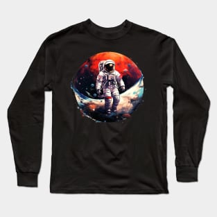Astronaut in space another planet illustration Long Sleeve T-Shirt
